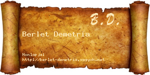 Berlet Demetria névjegykártya